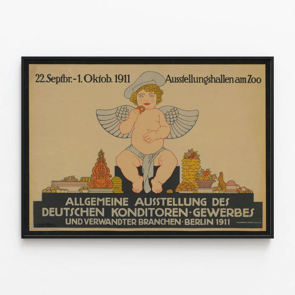 Vintage Poster for German Pastry Exhibition 1911 — framed artwork on a wall