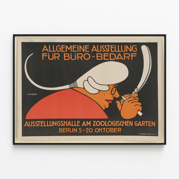 Vintage Poster Exhibition Office Supplies Berlin — framed artwork on a wall