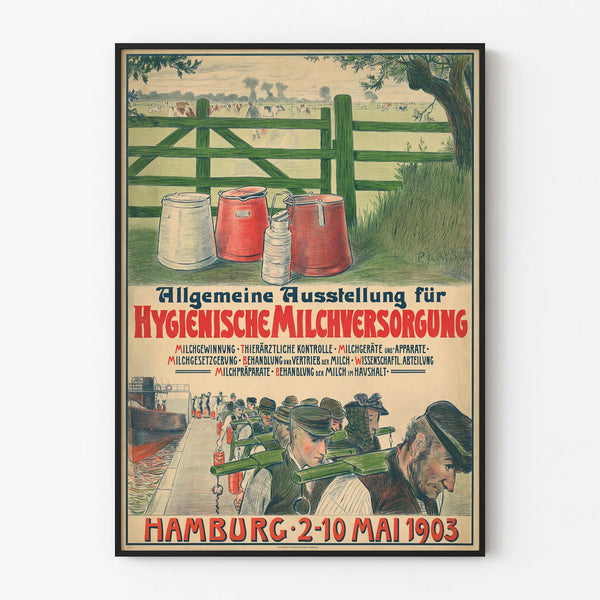 Vintage poster for the clean milk exhibition Hamburg 1903