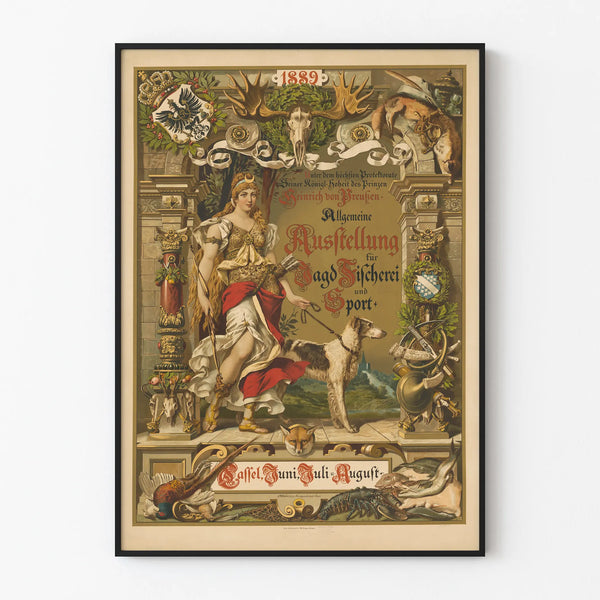 Vintage poster for hunting, fishing, and sports exhibition 1889