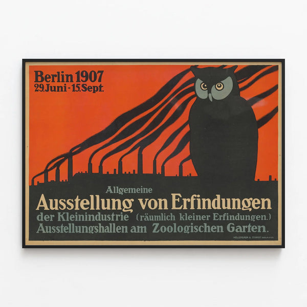 Vintage Poster Exhibition of Inventions and Industry Berlinois 1907 — framed artwork on a wall
