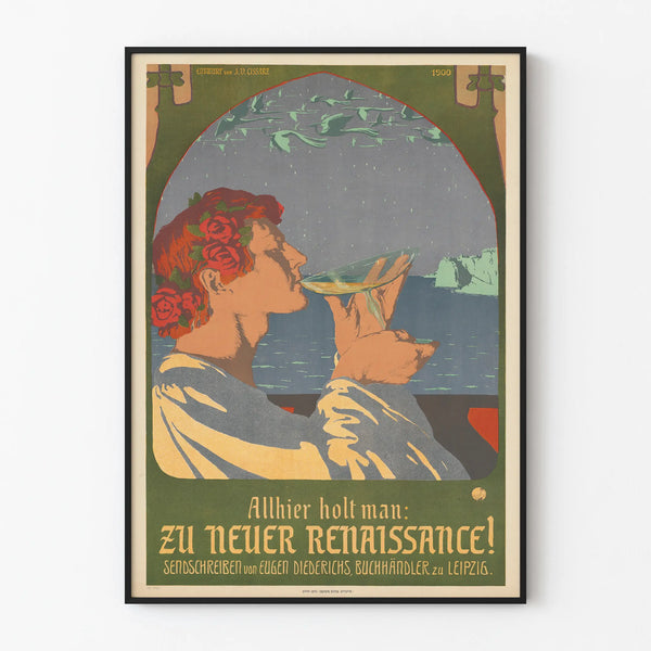 Decorative Poster Art Nouveau Renaissance 1900 - Glass and Male Profile