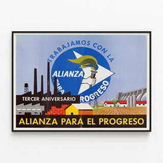 Alliance for Progress Poster - Industrial and Rural Wall Decoration — framed artwork on a wall