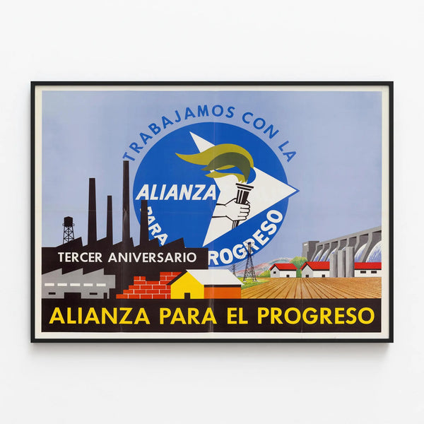 Alliance for Progress Poster - Industrial and Rural Wall Decoration — framed artwork on a wall