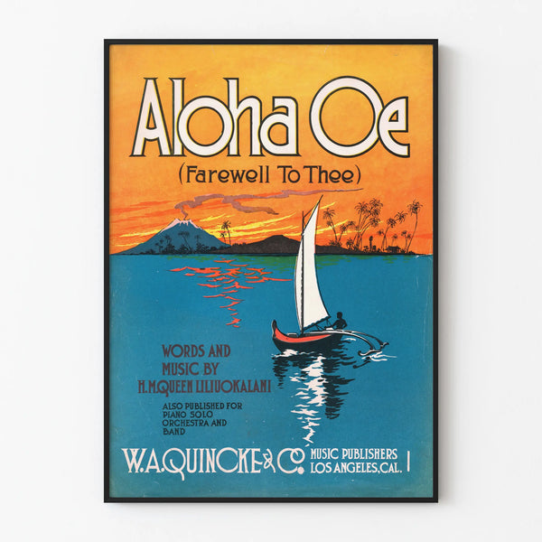 Vintage Poster Aloha Oe - Maritime and Tropical Wall Decoration