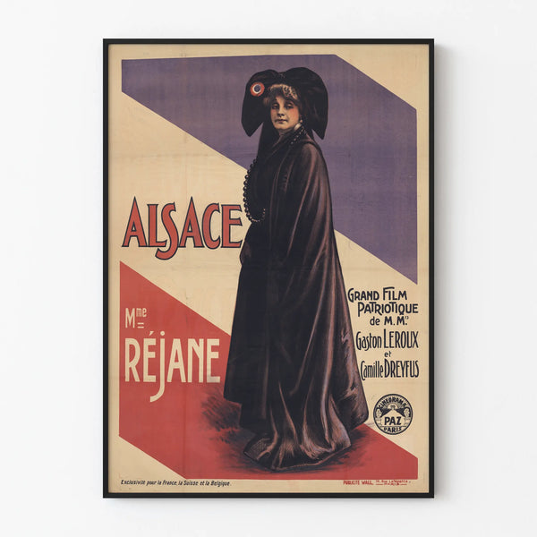 Vintage Alsace poster, grand patriotic film with Mme Réjane