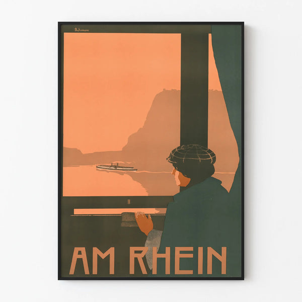 Art Deco Poster Am Rhein for Vintage Wall Decoration