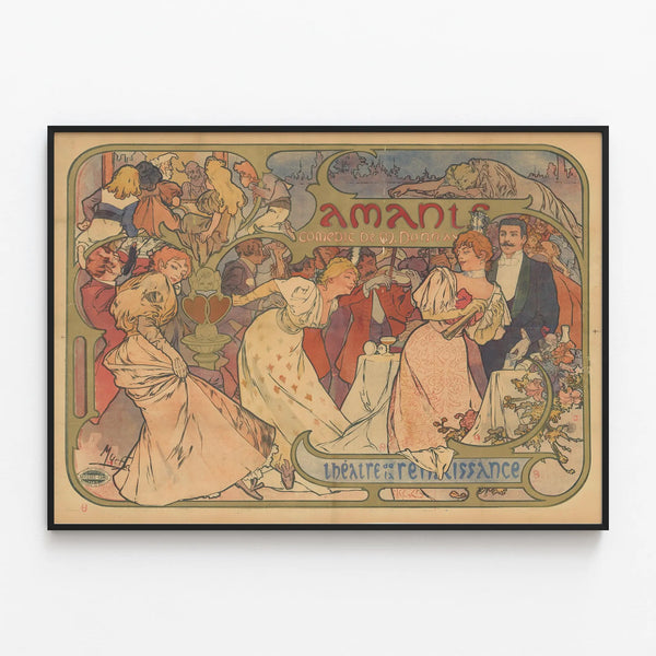 Vintage Wall Decoration Poster for the Theatre Lovers Comedy by M. Donnay — framed artwork on a wall