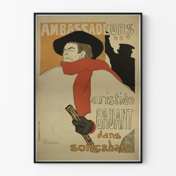 Vintage poster of Aristide Bruant in his cabaret for wall decoration