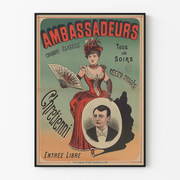 Vintage poster Ambassadeurs Champs-Élysées Red and Green