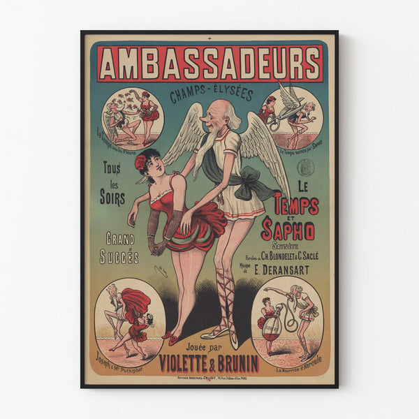 Vintage Poster Ambassadeurs Champs-Élysées Le Temps and Sapho
