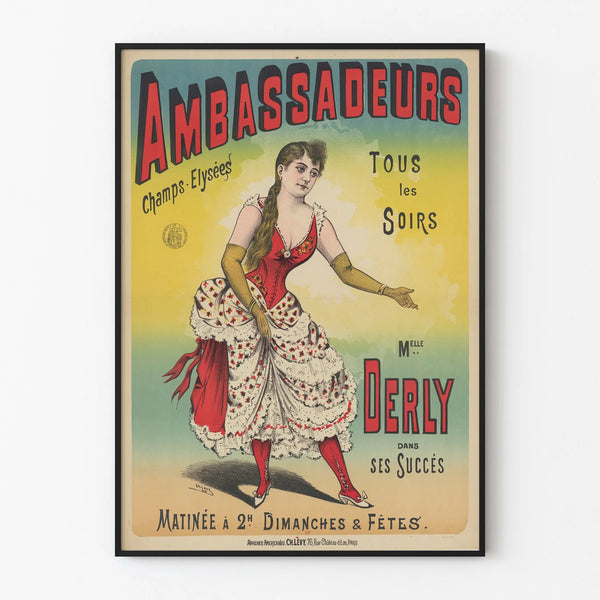 Vintage poster of Ambassadeurs Champs-Élysées with Miss Derly