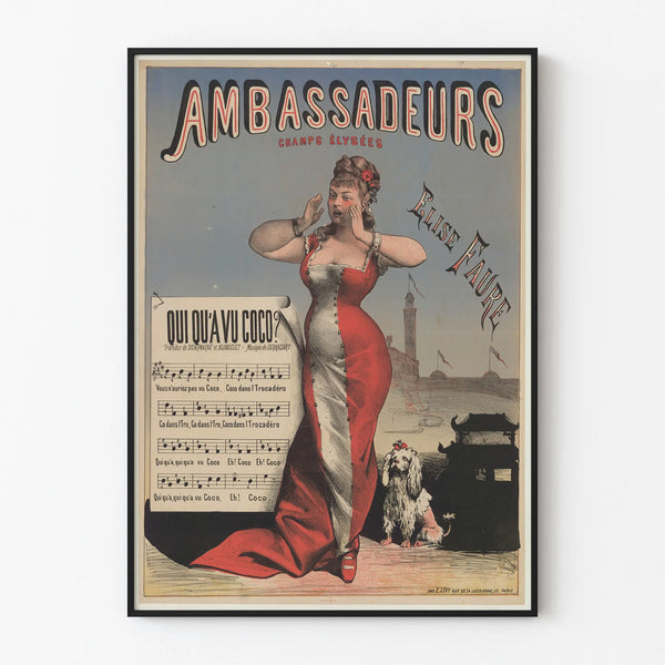 Vintage poster Ambassadeurs Elise Faure wall decoration Paris
