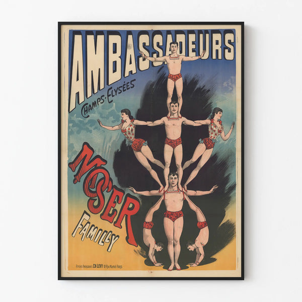 Vintage Poster Ambassadeurs Moser Family Acrobats