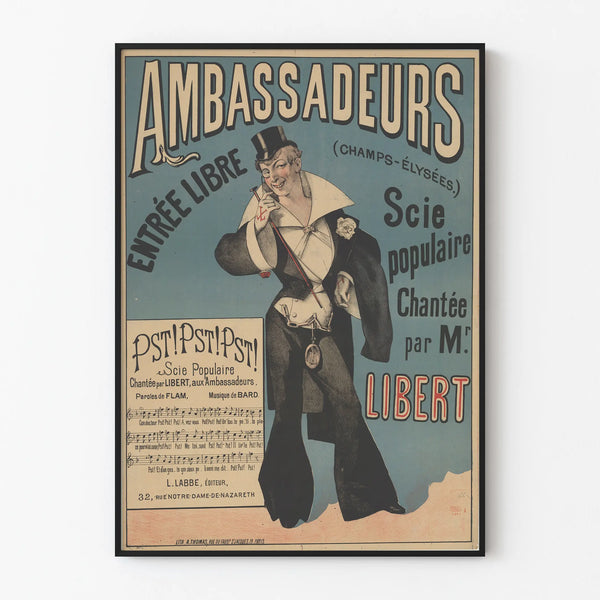 Vintage poster Ambassadeurs Popular Saw sung by Libert