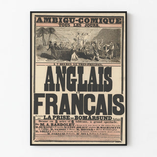Vintage Poster of Ambigu-Comique Theatre, English and French, The Capture of Bomarsund