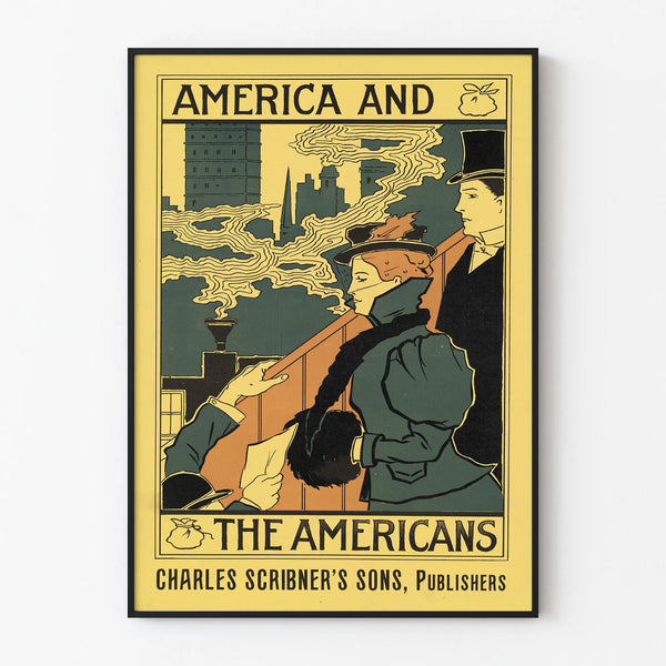 Vintage Poster 'America and The Americans' Art Nouveau Style