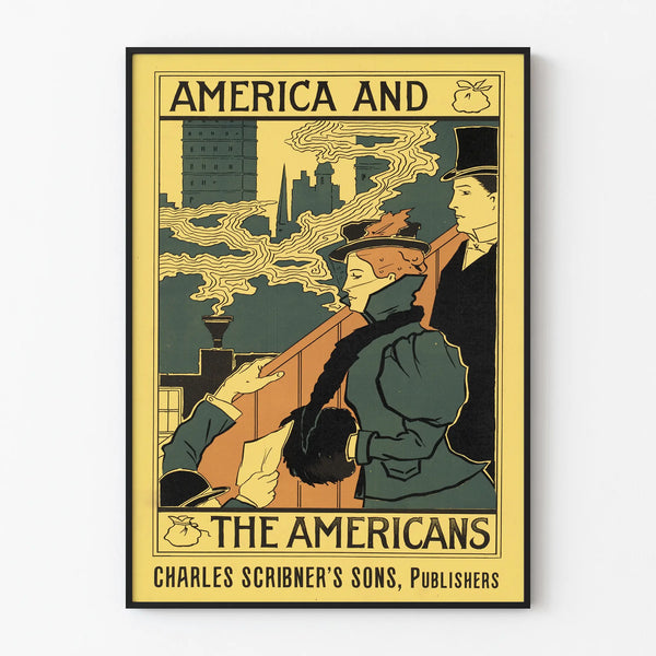 Vintage poster America and The Americans for wall decoration