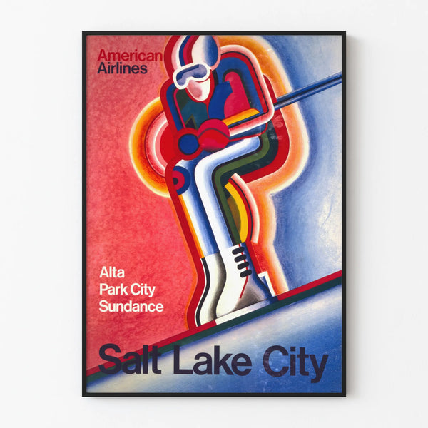 Vintage American Airlines Poster Ski Salt Lake City