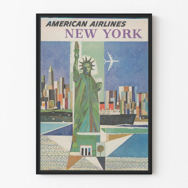 Vintage American Airlines Poster New York Statue of Liberty
