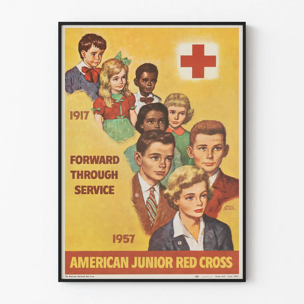 Vintage American Junior Red Cross Poster 1957 Wall Decoration