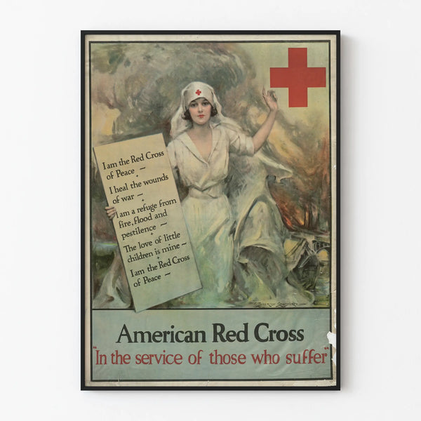Vintage poster of the American Red Cross in service of the suffering