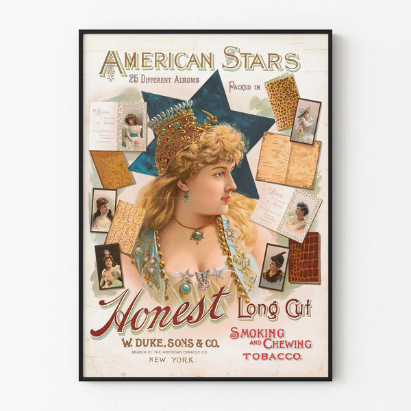 Vintage American Stars Tobacco Poster for Wall Decoration