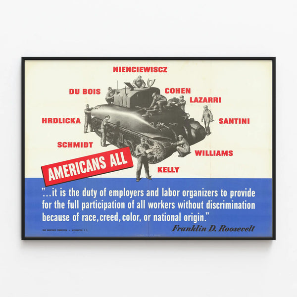 Vintage Poster for Awareness of Non-Discrimination at Work — framed artwork on a wall