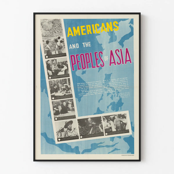 Vintage poster Americans and the peoples of Asia for wall decoration