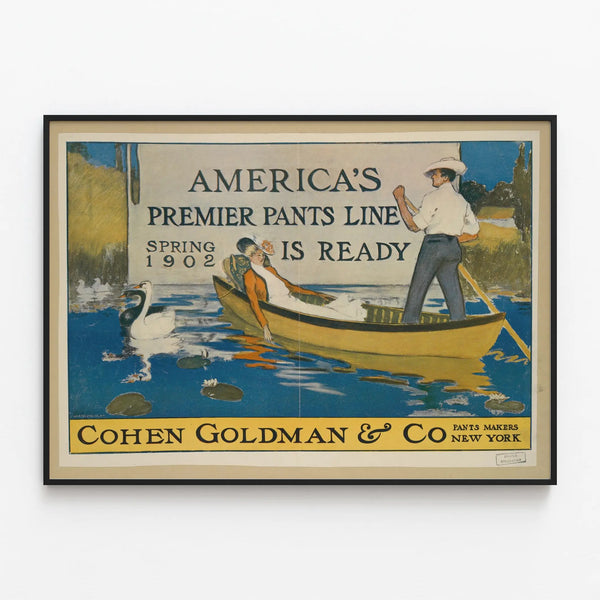 Vintage Poster Cohen Goldman & Co - Trousers Collection 1902 — framed artwork on a wall