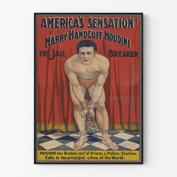 Vintage Harry Houdini Poster Handcuff Escape