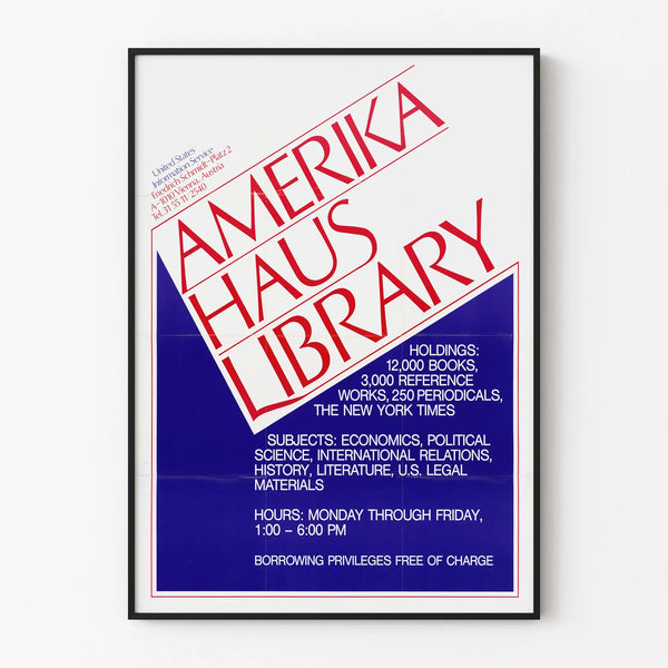 Vintage Amerika Haus Library Poster - Graphic and Informative Wall Decoration