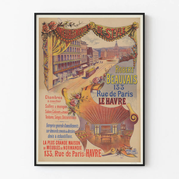 Vintage Poster of Robert Beauvais Style Furniture - Wall Decoration Le Havre