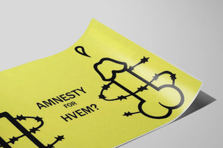 Amnesty Poster For Hvem - Engaged wall decoration on yellow background — artwork view
