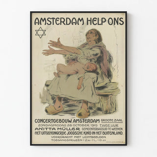 Vintage Amsterdam Poster Help Us – Aid to Hungry Jewish Children