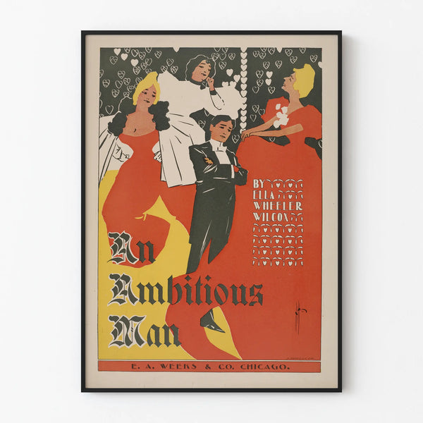 Vintage Poster of an Ambitious Man for Wall Decoration