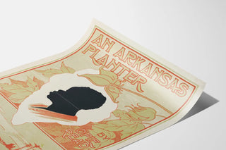 Vintage poster of a black silhouette of an Arkansas Planter