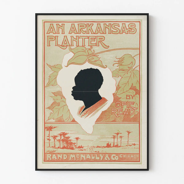 Vintage poster of a black silhouette of an Arkansas Planter
