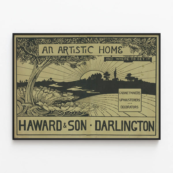 Vintage decorative poster An Artistic Home - Howard & Son Darlington — framed artwork on a wall