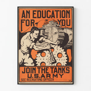 Vintage Recruitment Poster of U.S. Army Tanks