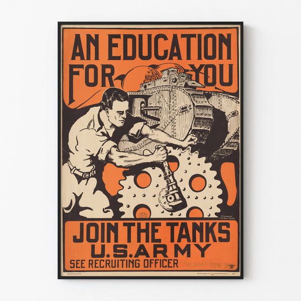Vintage Recruitment Poster of U.S. Army Tanks