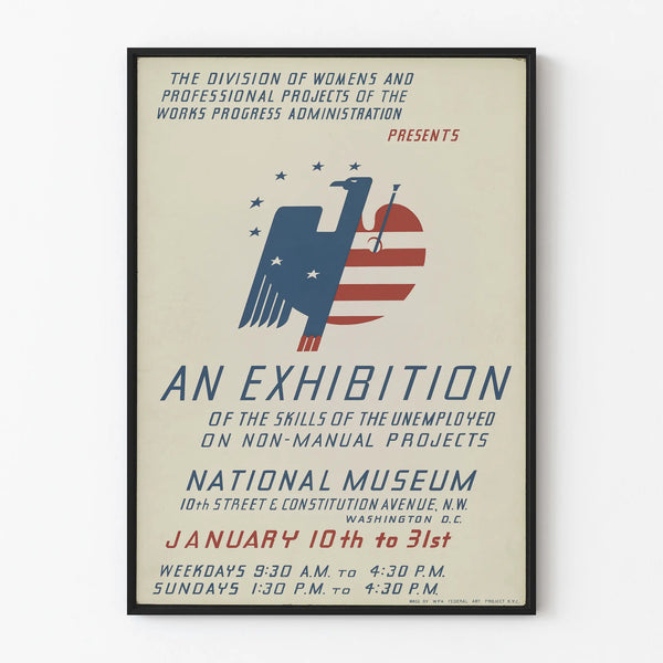 Vintage Poster of the Unemployed Skills Exhibition - American Wall Decoration