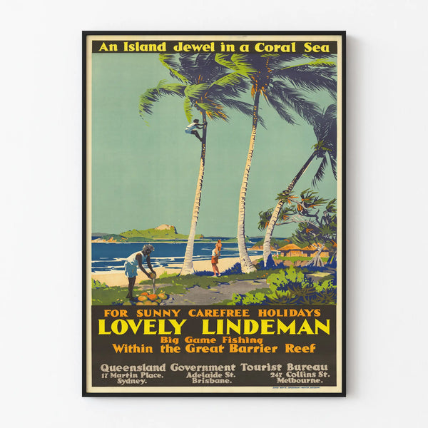 Vintage poster of Lindeman Island Great Barrier Reef