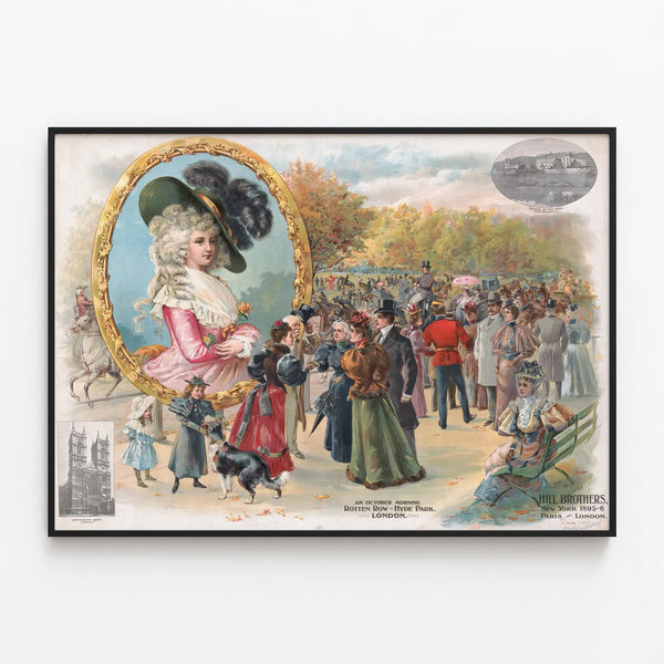 Vintage Poster An October Morning at Hyde Park, London — framed artwork on a wall