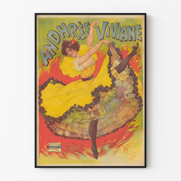 Colorful Vintage Poster of Andrée Viviane as a Dancer