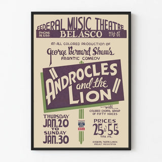 Vintage theater poster 'Androcles and the Lion' by George Bernard Shaw