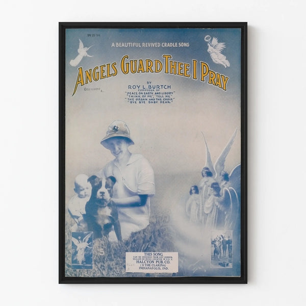 Vintage Poster Angels Guard Thee I Pray - Poetic and Nostalgic Wall Decoration