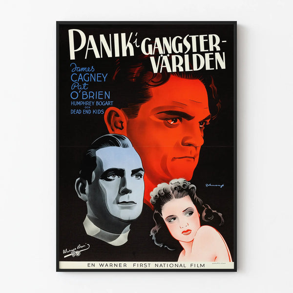 Vintage gangster cinema poster with two-tone effect