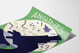 Vintage poster of Angines Séro-Comprimés microscope