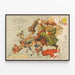 Vintage Poster Angling in Troubled Waters - Satirical Map of Europe 1899 — framed artwork on a wall